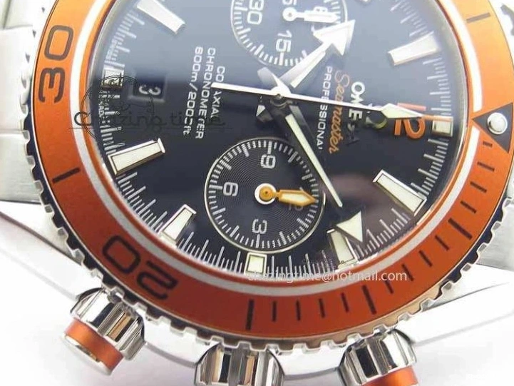 0110 Sophisticated Planet Ocean Master Chronometer Chrono SS OM 1:1 Best Edition Orange On SS Bracelet A 8156